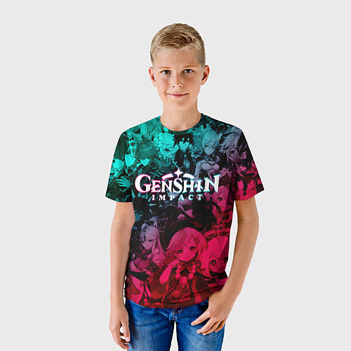 Детская футболка GENSHIN IMPACT NEON HEROES ГЕНШИН ИМПАКТ НЕОН ГЕРО / 3D-принт – фото 3