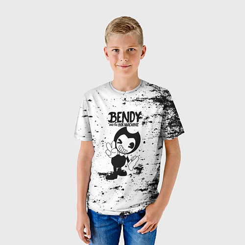 Детская футболка Bendy and the ink machine - Black & White / 3D-принт – фото 3