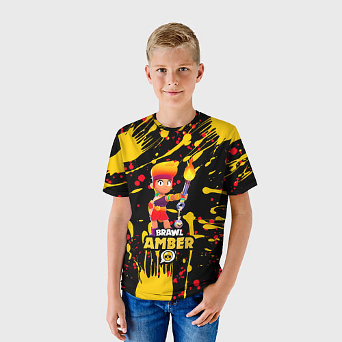 Детская футболка BRAWL STARS AMBER С ФАКЕЛОМ / 3D-принт – фото 3
