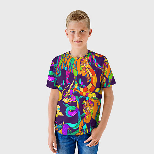 Детская футболка Все смешалост-тигры,змеи / 3D-принт – фото 3