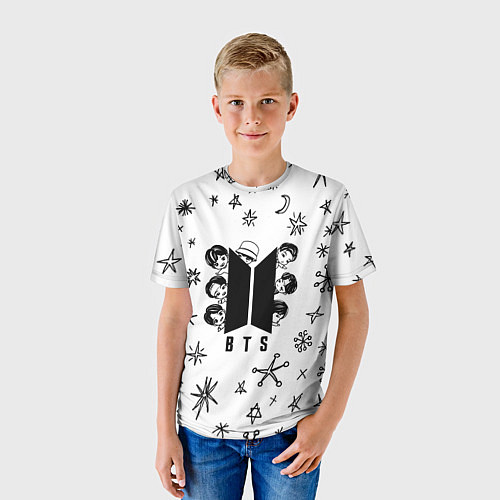 Детская футболка ЛОГОТИП БТС LOGO BTS / 3D-принт – фото 3