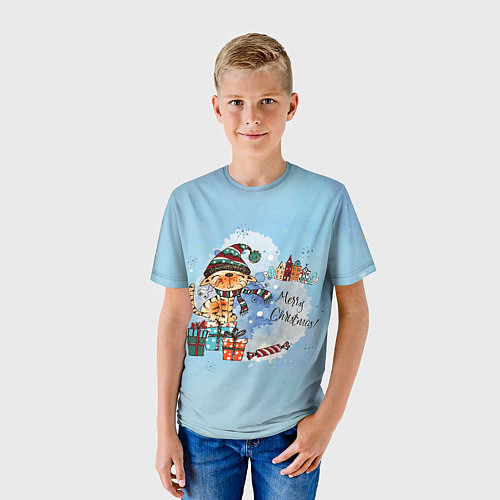 Детская футболка Акварельный КотэКлаус / 3D-принт – фото 3