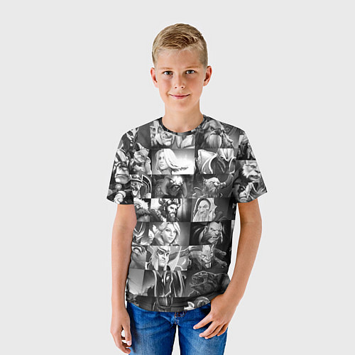 Детская футболка DOTA 2 ГЕРОИ ЧЁРНО БЕЛЫЙ ДОТА 2 / 3D-принт – фото 3