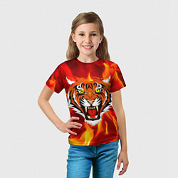 Футболка детская Fire Tiger Face 2022, цвет: 3D-принт — фото 2
