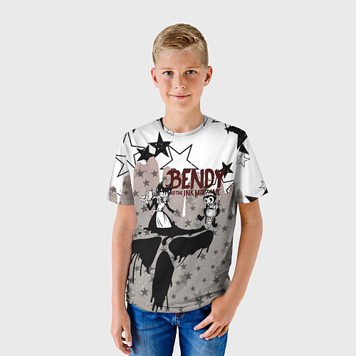 Детская футболка Бенди и чернильная машина звезды / 3D-принт – фото 3