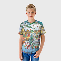 Футболка детская САНТА КЛАУС НА ЛЬДУ, НОВЫЙ ГОД 2022 АРТ, цвет: 3D-принт — фото 2