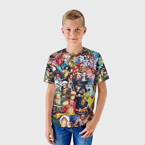 Детская футболка ВСЕ ГЕРОИ АНИМЕ ВАН ПИС ALL HEROES ONE PIECE / 3D-принт – фото 3