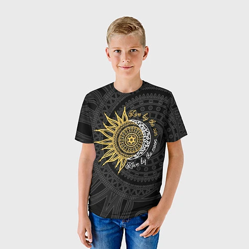 Детская футболка Live by the sun Love by the moon / 3D-принт – фото 3