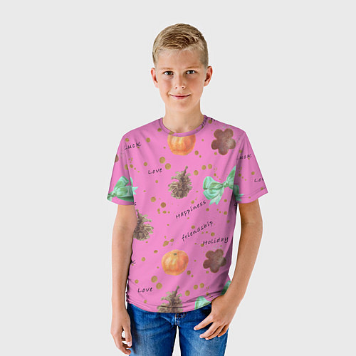 Детская футболка Праздничный принт Подарки, праздник, счастье, любо / 3D-принт – фото 3