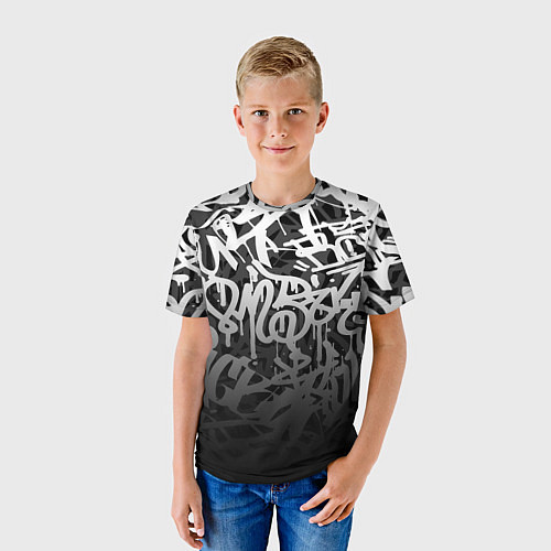 Детская футболка GRAFFITI WHITE TAGS ГРАФФИТИ / 3D-принт – фото 3