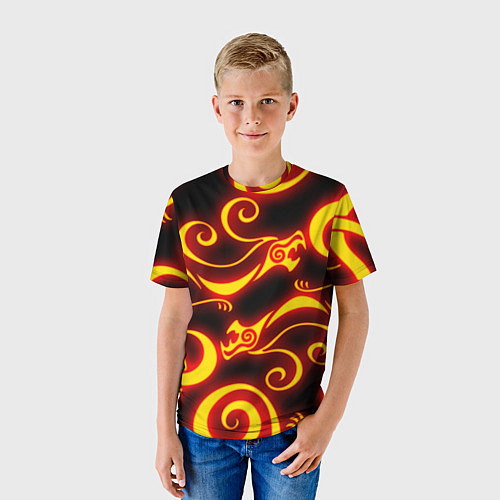 Детская футболка ОГНЕННОЕ ТАТУ ДРАКЕНА DRAKEN FIRE TATTOO / 3D-принт – фото 3