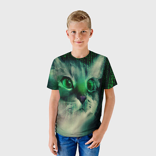 Детская футболка Cat in The Digital World / 3D-принт – фото 3