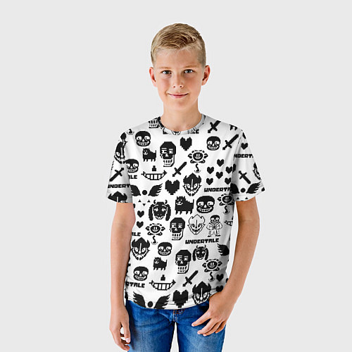 Детская футболка UNDERTALE WHITE PATTERN / 3D-принт – фото 3