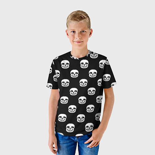 Детская футболка UNDERTALE SANS SKULL FACE PATTERN УЗОР / 3D-принт – фото 3
