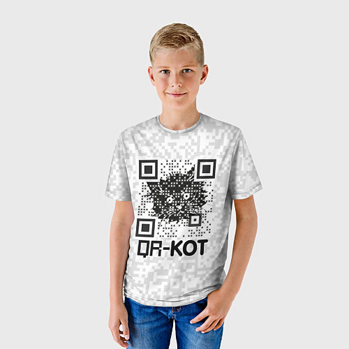 Детская футболка QR код котик / 3D-принт – фото 3