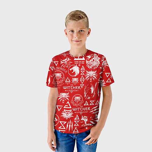 Детская футболка THE WITCHER LOGOBOMBING ЛОГОТИПЫ ВЕДЬМАКА / 3D-принт – фото 3