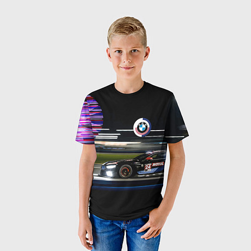 Детская футболка BMW night city / 3D-принт – фото 3