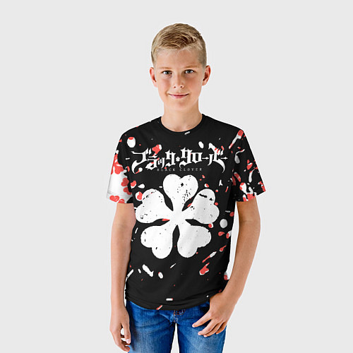 Детская футболка Чёрный клевер манга Красный патер / 3D-принт – фото 3