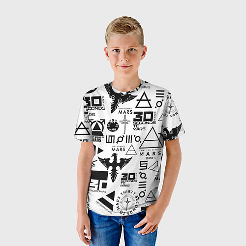 Детская футболка 30 Seconds to Mars паттерн / 3D-принт – фото 3