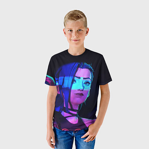 Детская футболка Джинкс Паудер неон / 3D-принт – фото 3