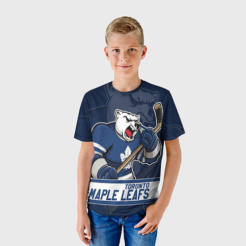 Детская футболка Торонто Мейпл Лифс, Toronto Maple Leafs Маскот / 3D-принт – фото 3