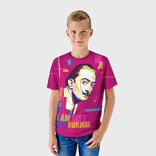 Детская футболка Salvador Dali: I am just not normal / 3D-принт – фото 3