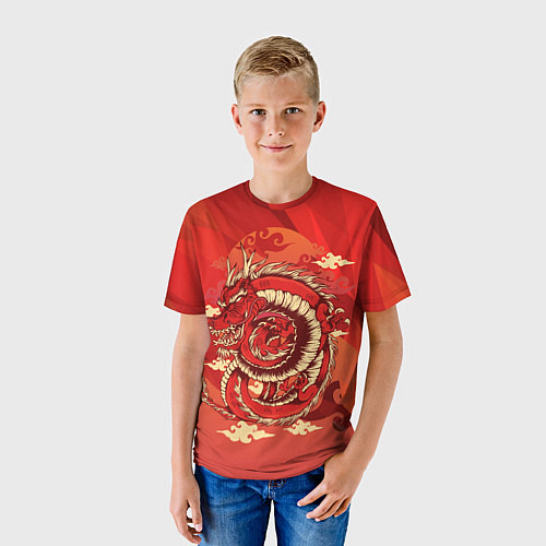 Детская футболка Красно-огненный дракон / 3D-принт – фото 3
