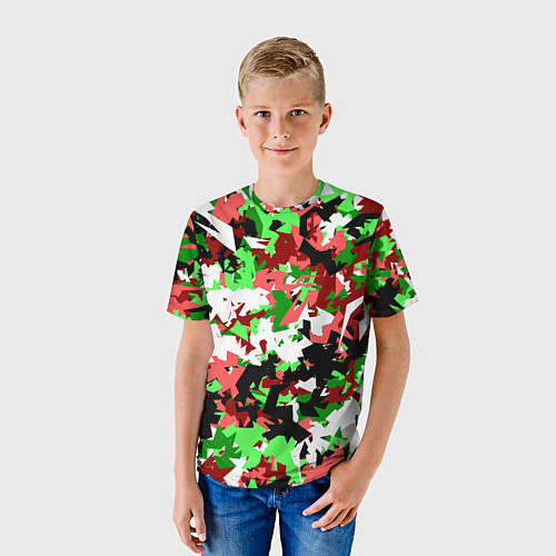 Детская футболка Красно-зеленый камуфляж / 3D-принт – фото 3