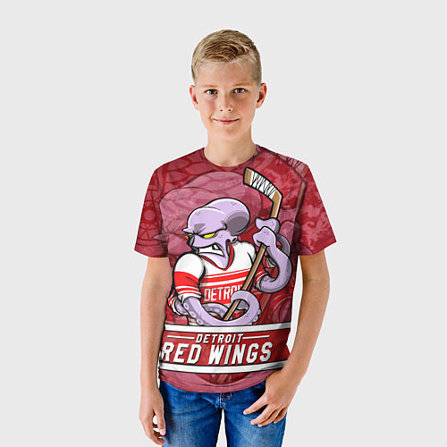 Детская футболка Детройт Ред Уингз, Detroit Red Wings Маскот / 3D-принт – фото 3