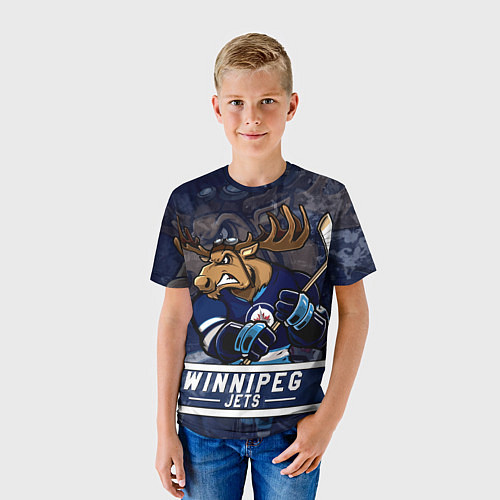 Детская футболка Виннипег Джетс, Winnipeg Jets Маскот / 3D-принт – фото 3