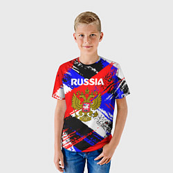 Футболка детская Russia Геометрия патриотизм, цвет: 3D-принт — фото 2
