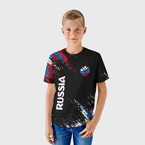 Детская футболка Russia Штрихи в цвет Флага / 3D-принт – фото 3