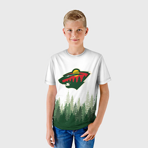 Детская футболка Minnesota Wild, Миннесота Уайлд Лес / 3D-принт – фото 3