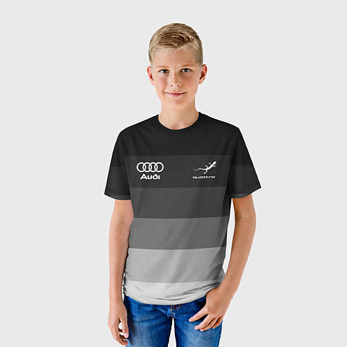 Детская футболка Audi, Ауди Серый градиент / 3D-принт – фото 3