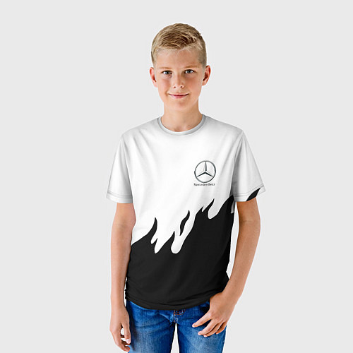 Детская футболка Mercedes-Benz нарисованный огонь / 3D-принт – фото 3