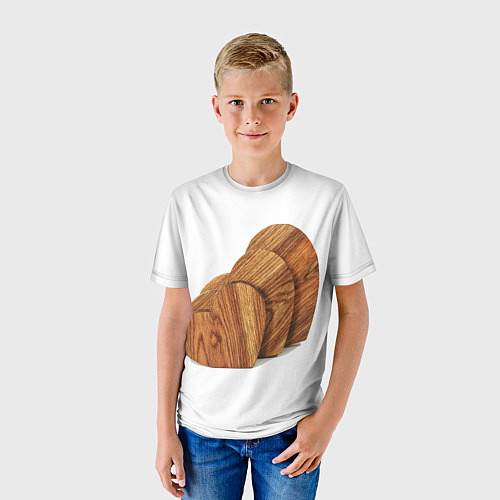 Детская футболка Сердечки из дерева / 3D-принт – фото 3