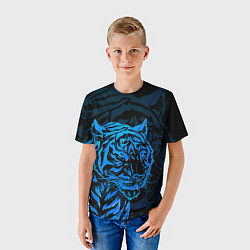 Футболка детская Голубой тигр Blue, цвет: 3D-принт — фото 2