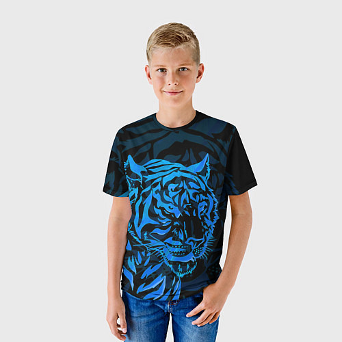 Детская футболка Голубой тигр Blue / 3D-принт – фото 3
