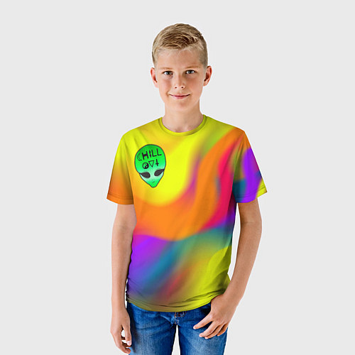 Детская футболка Chill out зеленый человечек / 3D-принт – фото 3