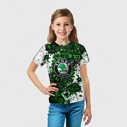 Футболка детская Skoda брызги красок, цвет: 3D-принт — фото 2