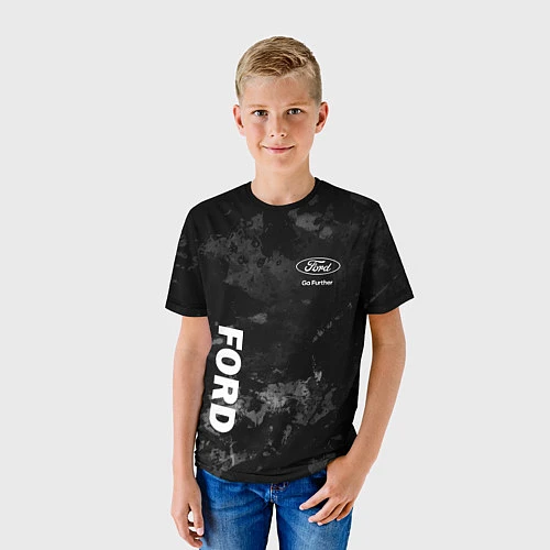 Детская футболка Ford, Форд, Серый фон / 3D-принт – фото 3