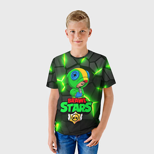 Детская футболка ЛЕОН - БРАВО СТАРС Brawl Stars / 3D-принт – фото 3