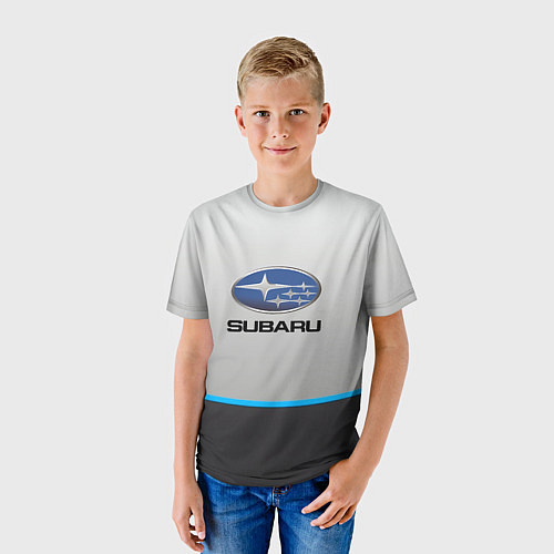 Детская футболка Subaru Неоновая полоса / 3D-принт – фото 3