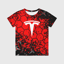 Футболка детская Tesla Logo соты, цвет: 3D-принт