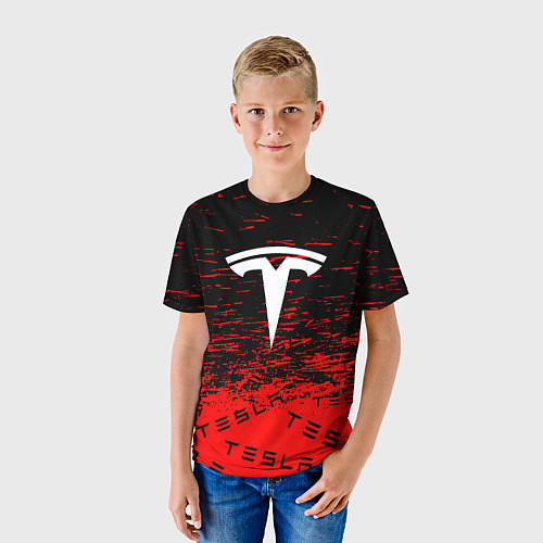 Детская футболка Tesla sport red / 3D-принт – фото 3