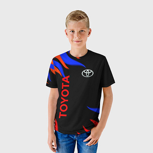 Детская футболка Toyota Разноцветный огонь / 3D-принт – фото 3
