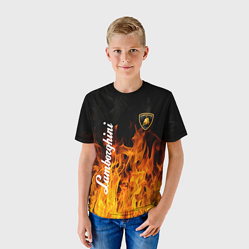 Детская футболка Lamborghini пламя огня / 3D-принт – фото 3