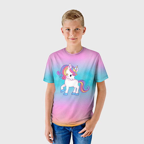 Детская футболка Единорог - мягкий градиент / 3D-принт – фото 3