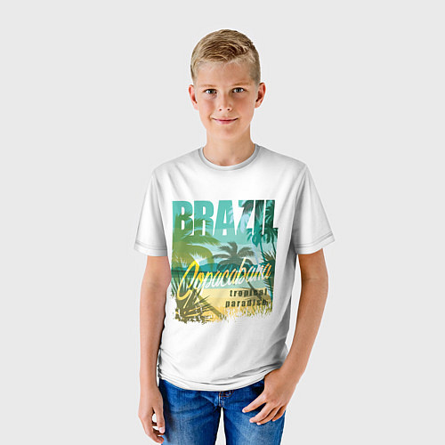 Детская футболка Тропический Рай Бразилии / 3D-принт – фото 3