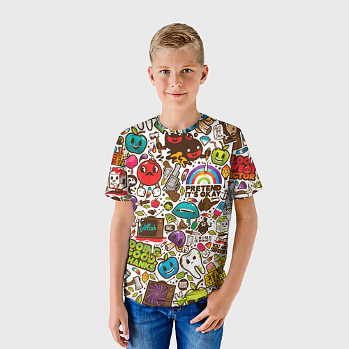 Детская футболка Смайл рисунки - арт / 3D-принт – фото 3